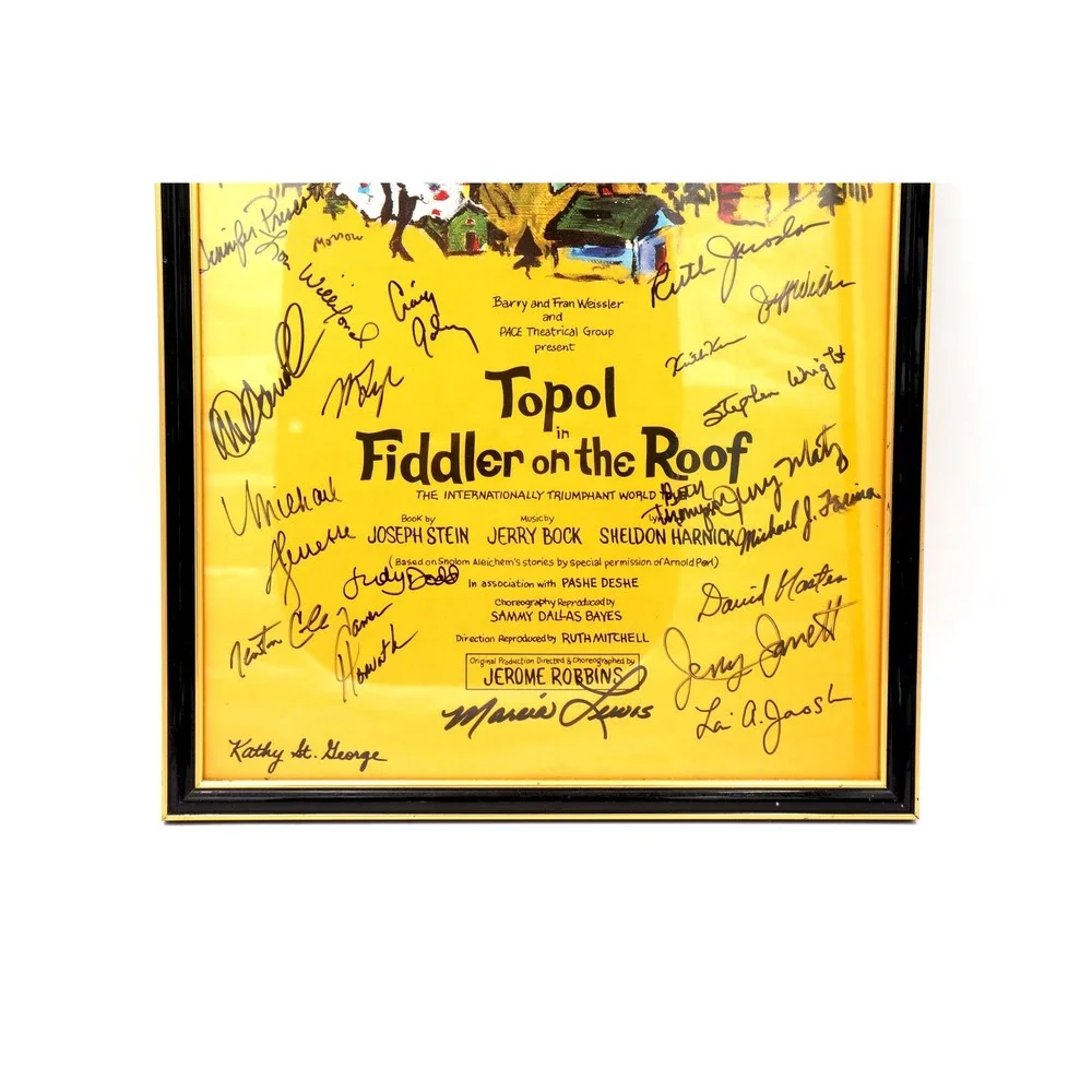 1990 Topol in Fiddler on the‎ Roof Framed Poster Signed Chaim Topol Orig Cast